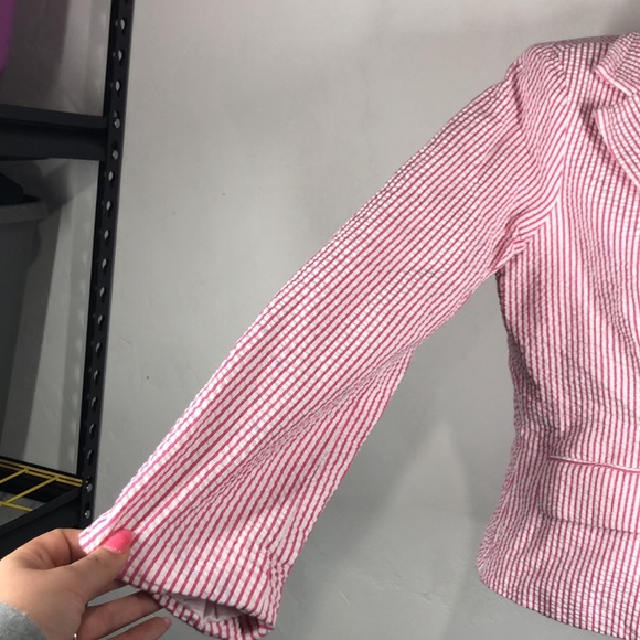Sam TY pink stripe searsucker blazer size 6 - Picture 6 of 11